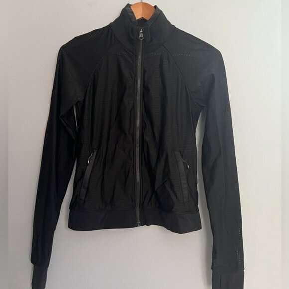 Lululemon Moto Style Mesh Jacket Black Size 4 - Picture 1 of 7